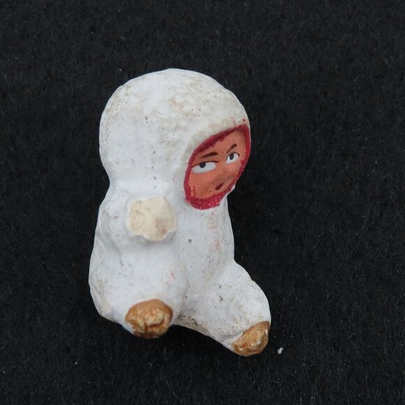Antique Miniature Snow Baby Child Figurine Primitive Porcelain Bisque Christmas - Picture 8 of 11